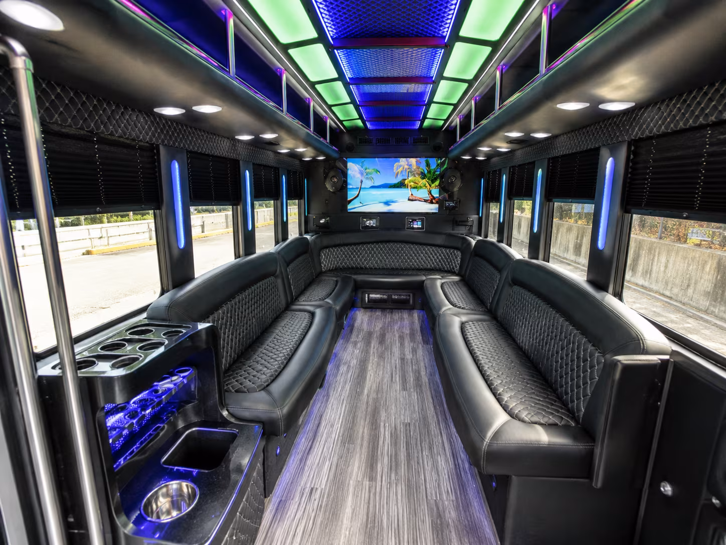 west jordan 18 passenger party bus inside