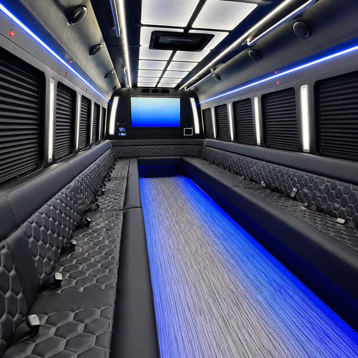 west jordan 50 passenger party bus inside